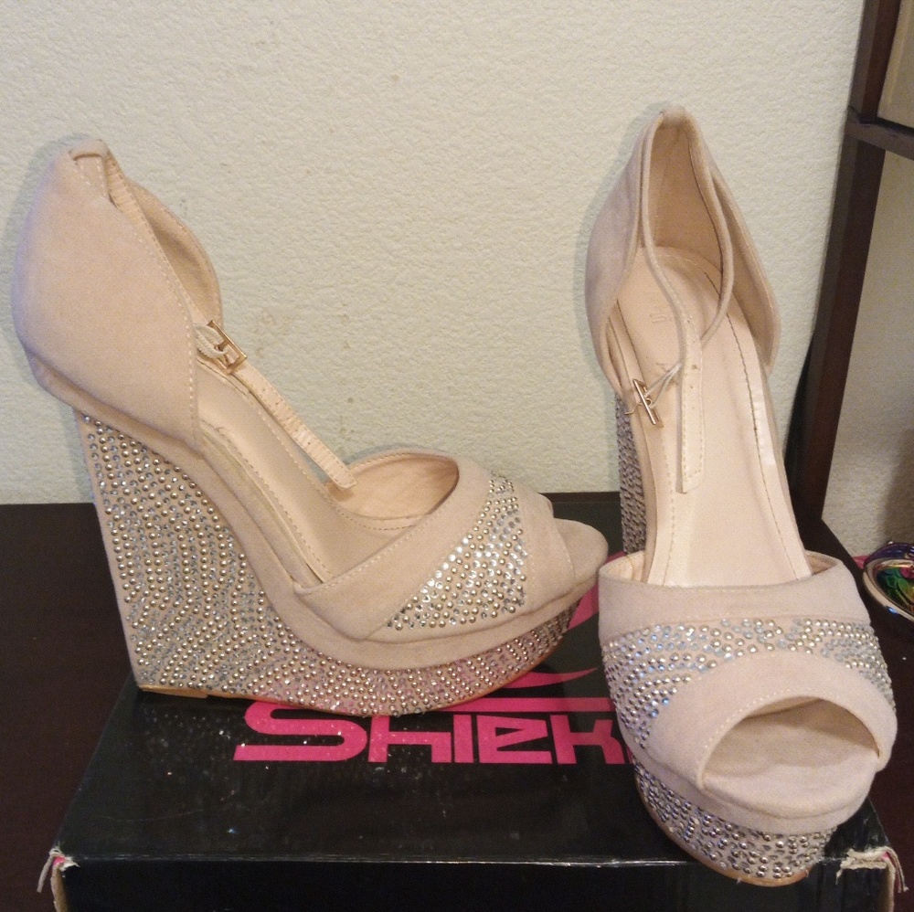 Bedazzled Taupe Wedge